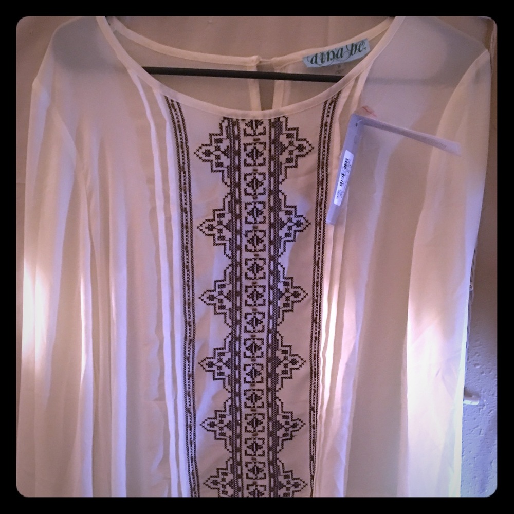 Sheer blouse with beading